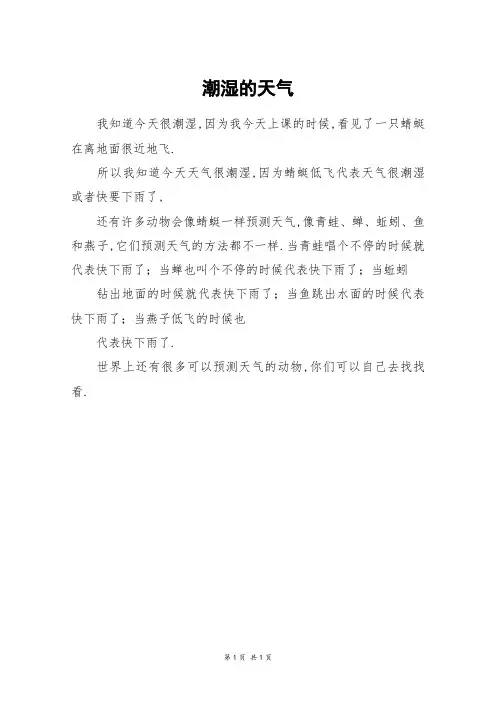 潮湿的天气_二年级作文