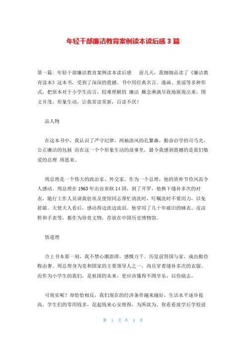年轻干部廉洁教育案例读本读后感3篇