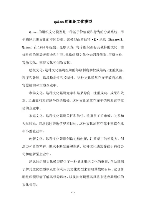 quinn的组织文化模型