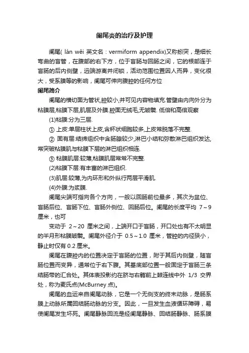 阑尾炎的治疗及护理