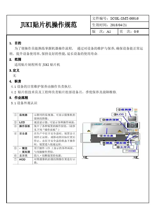 JUKI贴片机操作规范