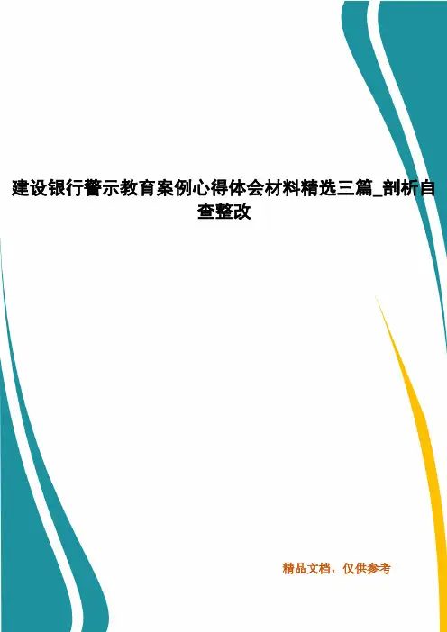 建设银行警示教育案例心得体会材料精选三篇_剖析自查整改