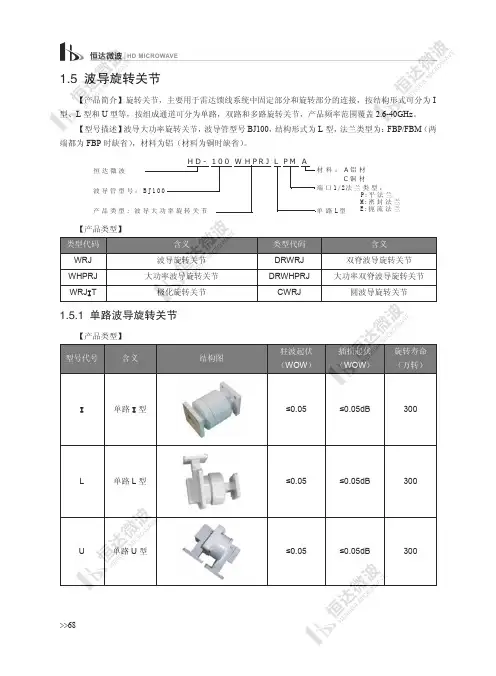 恒达微波波导旋转关节产品手册说明书