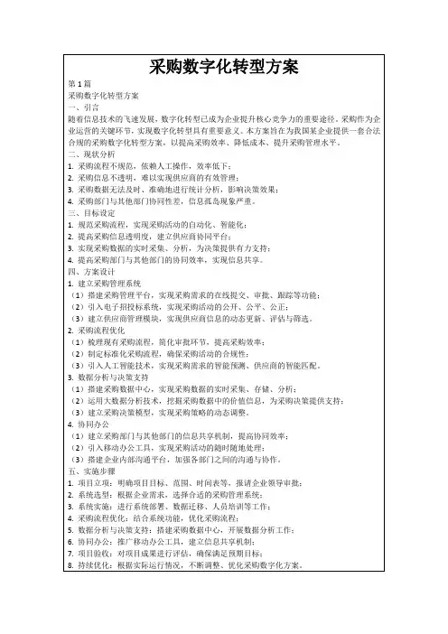 采购数字化转型方案