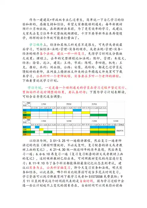 一级建造师一建最有效的学习方法(考前4-10个月)
