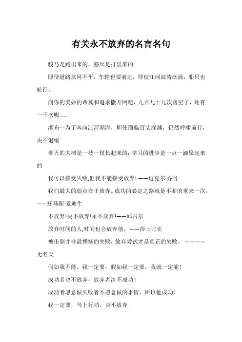 有关永不放弃的名言名句