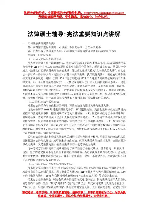 法律硕士辅导：宪法重要知识点讲解