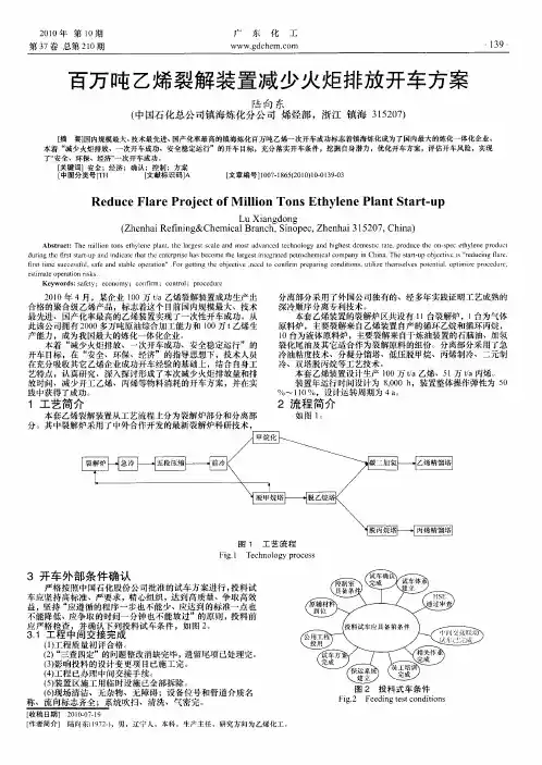百万吨乙烯裂解装置减少火炬排放开车方案