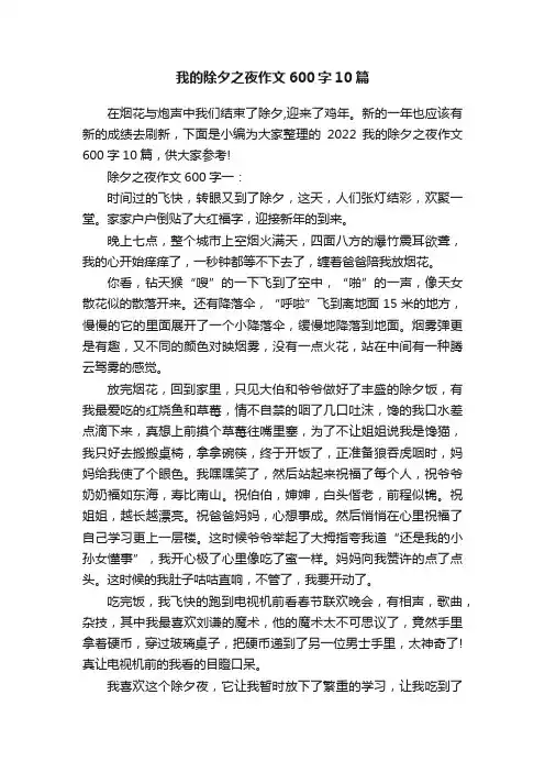 我的除夕之夜作文600字10篇