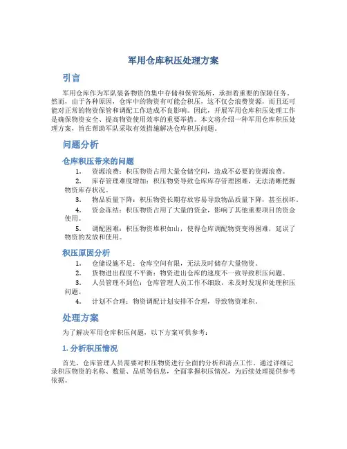 军用仓库积压处理方案