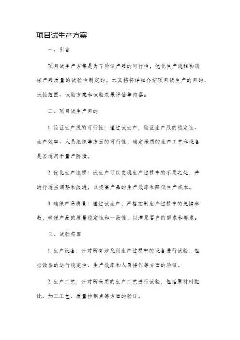项目试生产方案