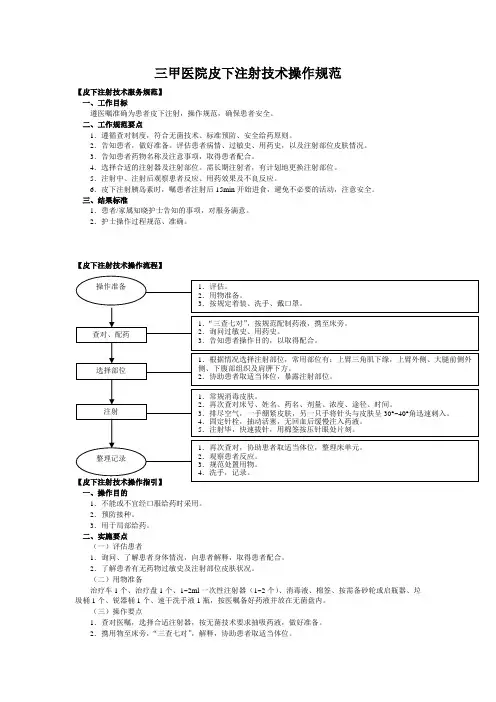 三甲医院皮下注射技术操作规范