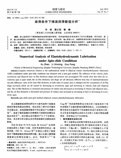 旋滑条件下弹流润滑数值分析