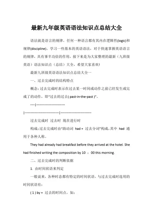 最新九年级英语语法知识点总结大全
