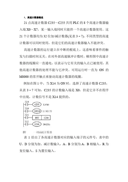机电一体化技术专业《三菱FX系列PLC的高速计数器(HSC)功能简介》