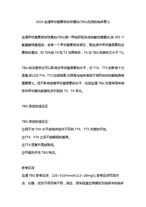 2024血清甲状腺素结合球蛋白(TBG)检测的临床意义