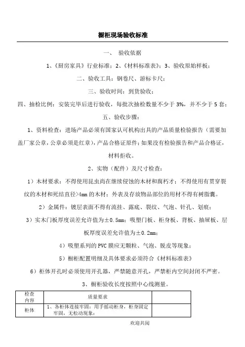 橱柜现场验收标准