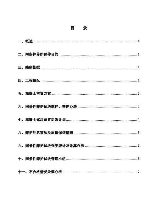 砼试块同条件留置与养护方案