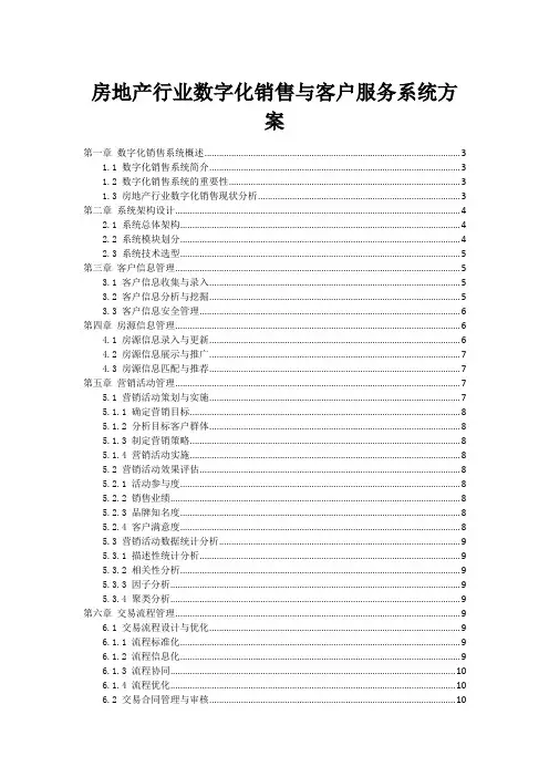 房地产行业数字化销售与客户服务系统方案
