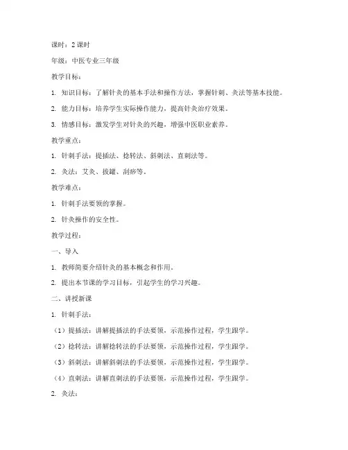 针灸科教案及讲稿模板范文