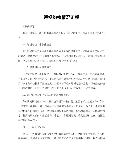 巡视纪检情况汇报