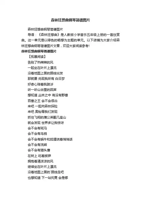 森林狂想曲钢琴简谱图片