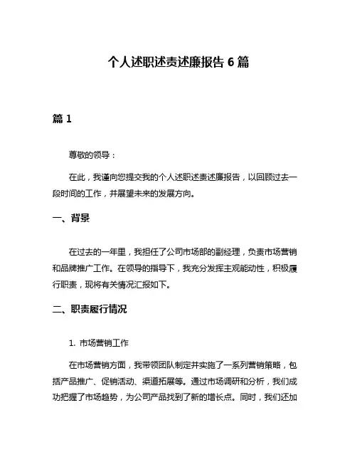 个人述职述责述廉报告6篇