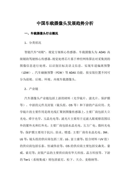 中国车载摄像头发展趋势分析