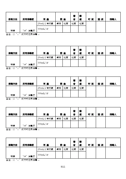 201X年消毒记录表1
