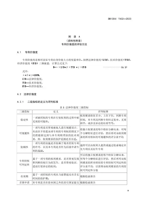 专利价值度的评估方法