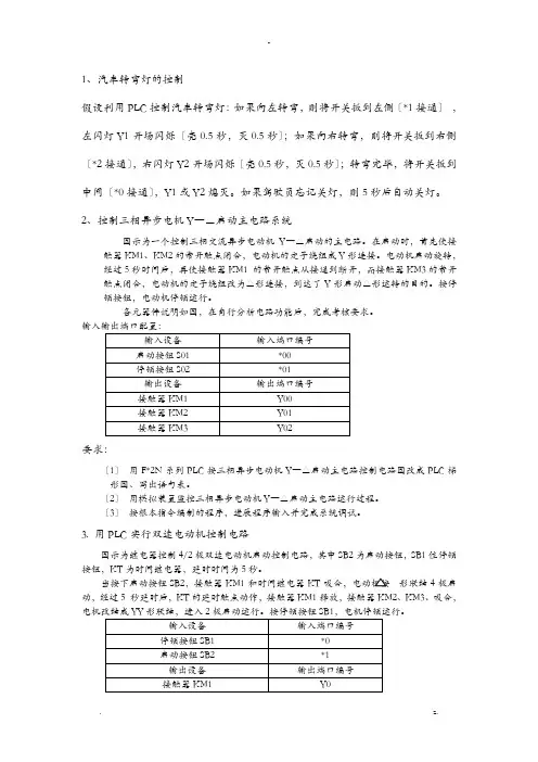 PLC实验题及试题答案