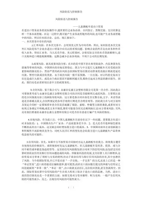风险防范与控制报告参考模板