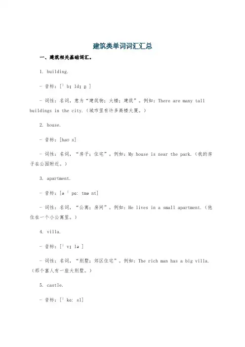 建筑类单词词汇汇总