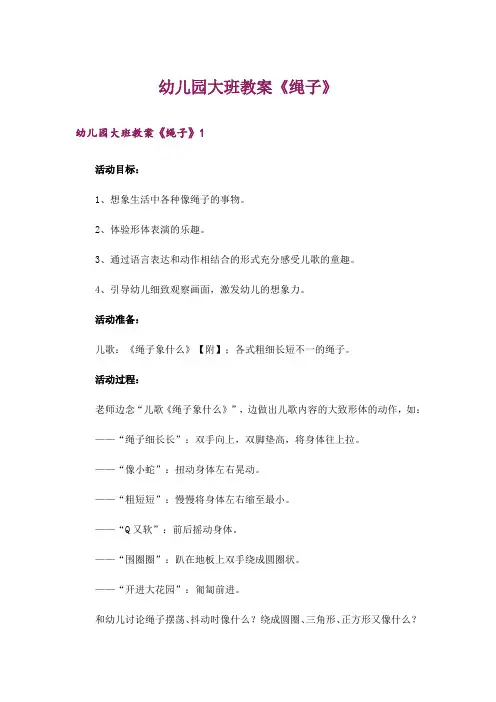 幼儿园大班教案《绳子》