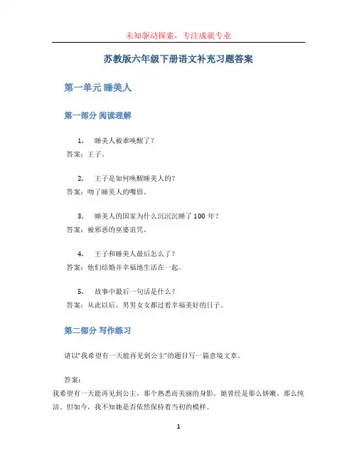 苏教版六年级下册语文补充习题答案 (2)