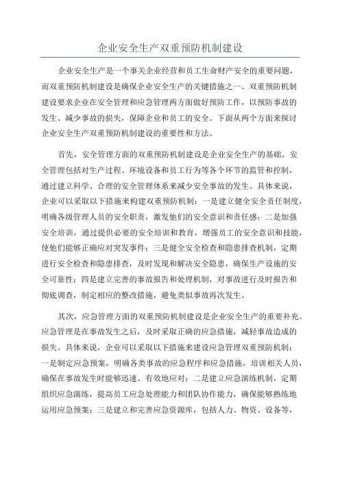 企业安全生产双重预防机制建设