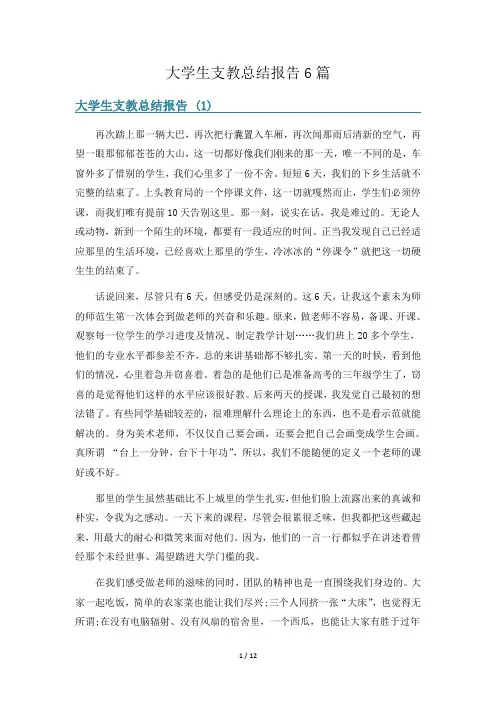 大学生支教总结报告6篇