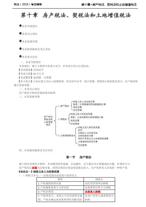 税法考试基础知识培训-第91讲_房产税法(1)