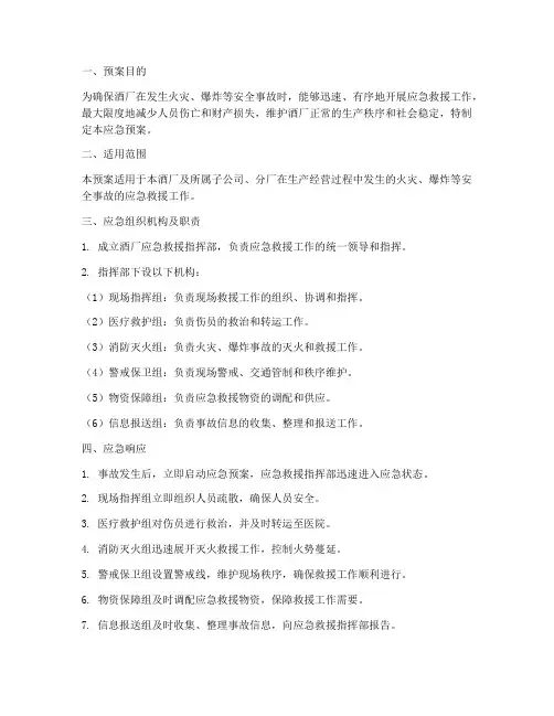 酒厂应急预案范文