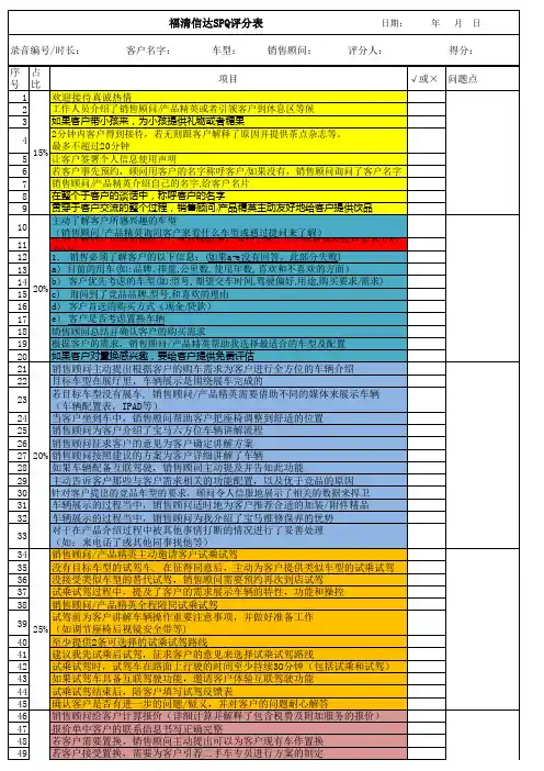 录音评分表