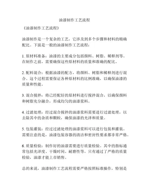 油漆制作工艺流程