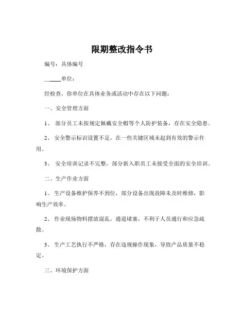 限期整改指令书