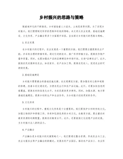 乡村振兴的思路与策略