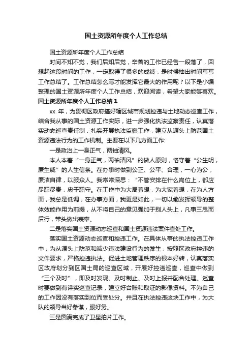 国土资源所年度个人工作总结