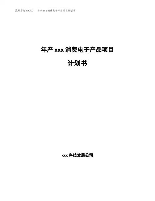年产xxx消费电子产品项目计划书
