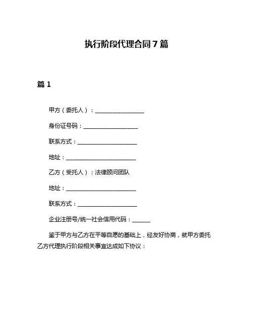 执行阶段代理合同7篇