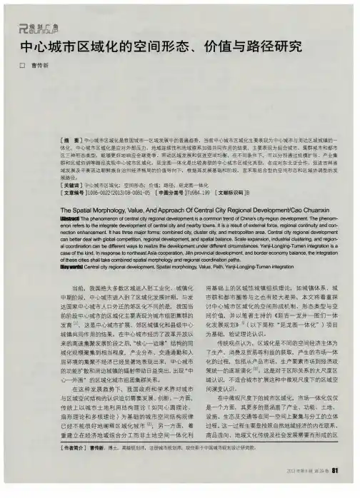 中心城市区域化的空间形态、价值与路径研究