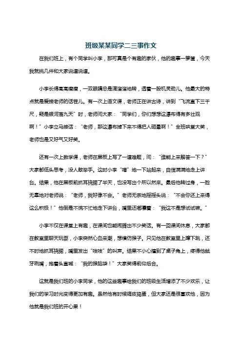 班级某某同学二三事作文
