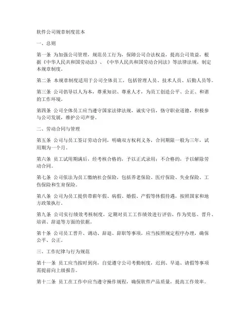 软件公司规章制度范本