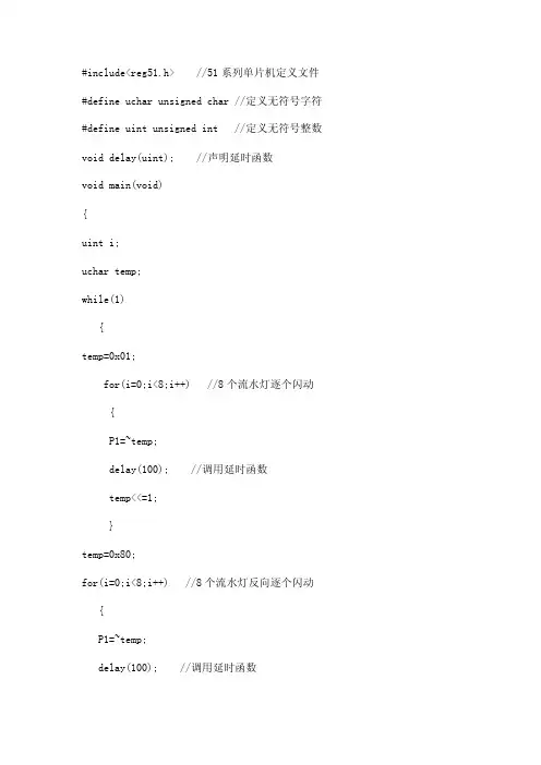 AT89CS51单片机32个IO口流水灯